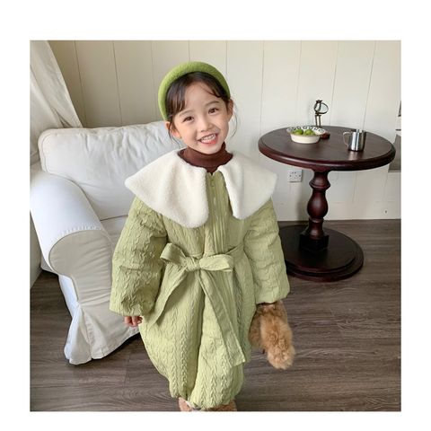 Áo Khoác Dáng Dài Cổ Lông Trắng Hàn Quốc Cho Bé Gái - Thời Trang Dày Dặn Xu Hướng Siêu Dễ Thương, Gợi Nhớ Những Nàng Công Chúa
