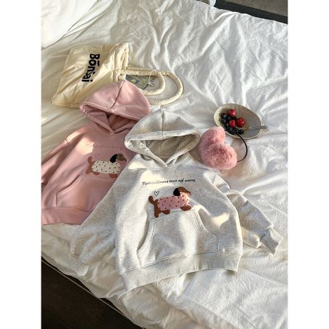 Ambbkids-Áo Khoác Nỉ Hoodi Lót Lông Hoạt Hình Có Mũ Trùm Đầu Phong Cách Dễ Thương Cho Bé Gái Thu Đông 2024