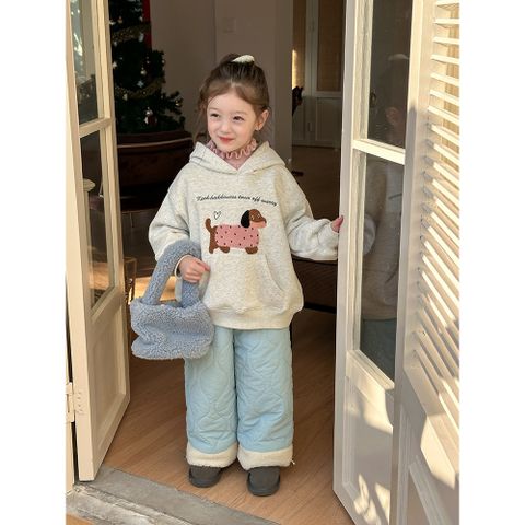 Ambbkids-Áo Khoác Nỉ Hoodi Lót Lông Hoạt Hình Có Mũ Trùm Đầu Phong Cách Dễ Thương Cho Bé Gái Thu Đông 2024