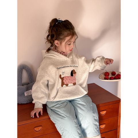 Ambbkids-Áo Khoác Nỉ Hoodi Lót Lông Hoạt Hình Có Mũ Trùm Đầu Phong Cách Dễ Thương Cho Bé Gái Thu Đông 2024