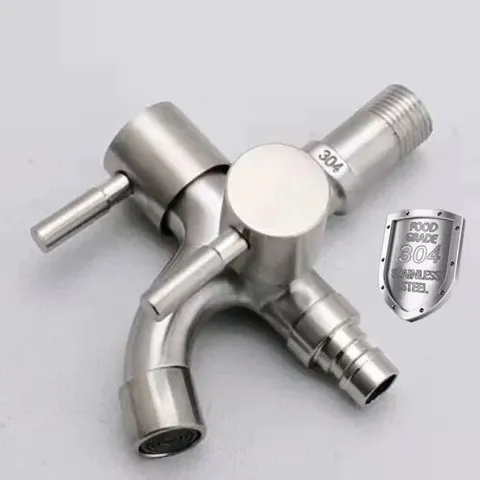 Vòi Nước Đôi Inox 304 Gắn Tường - 1 Đầu Vào 2 Đầu Ra, Chống Gỉ, Dùng Cho Máy Giặt và Thiết Bị Nhà Bếp