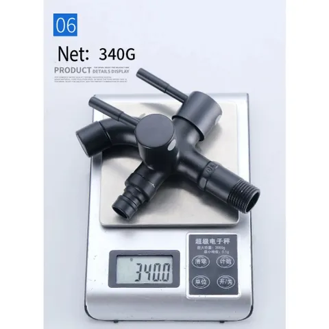 Vòi Nước Đôi Inox 304 Màu Đen Cao Cấp – Thiết Kế Một Đầu Vào Hai Đầu Ra, Dùng Cho Máy Giặt và Thiết Bị Khác