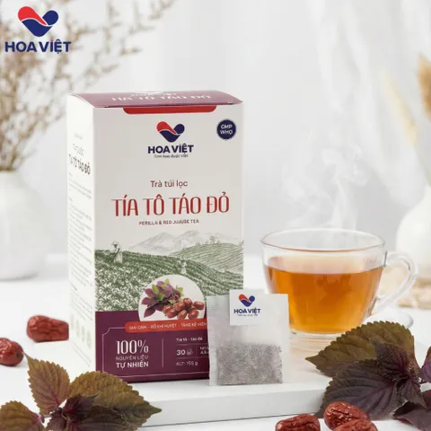Trà Tía Tô Táo Đỏ Hoa Việt - Hỗ Trợ Thanh Nhiệt, Làm Đẹp Da, Giảm Căng Thẳng - Hộp 30 Gói Thảo Dược Thiên Nhiên