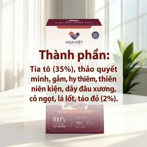 Trà Tía Tô Táo Đỏ Hoa Việt - Hỗ Trợ Thanh Nhiệt, Làm Đẹp Da, Giảm Căng Thẳng - Hộp 30 Gói Thảo Dược Thiên Nhiên