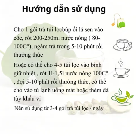 Trà Túi Lọc Búp Ổi Lá Sen - Hỗ Trợ Giảm Cân, Giảm Mỡ Máu, Ổn Định Đường Huyết, Detox Từ Thiên Nhiên - Hộp 30 Túi Lọc