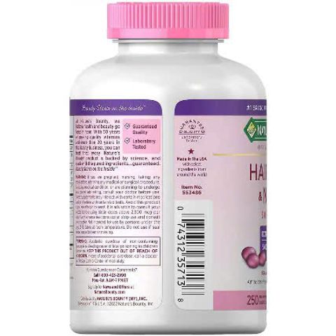 Viên Uống Nature's Bounty Hair Skin Nail - Đẹp Da, Mượt Tóc, Chắc Móng - Thực Phẩm Chức Năng Mỹ Chất Lượng Cao
