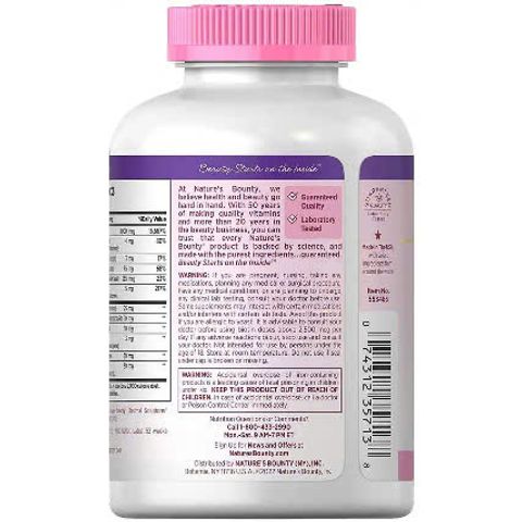 Viên Uống Nature's Bounty Hair Skin Nail - Đẹp Da, Mượt Tóc, Chắc Móng - Thực Phẩm Chức Năng Mỹ Chất Lượng Cao