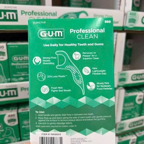 Tăm Chỉ Nha Khoa GUM Clean Flosser Picks Bạc Hà 450 Cây - Giúp Răng Sạch Sâu, Nướu Khỏe, Hương Tươi Mát, Thân Thiện Môi Trường