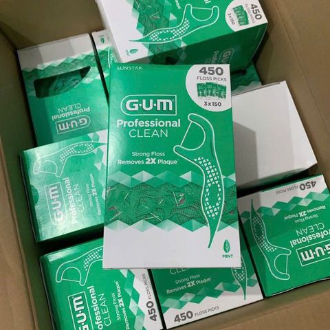 Tăm Chỉ Nha Khoa GUM Clean Flosser Picks Bạc Hà 450 Cây - Giúp Răng Sạch Sâu, Nướu Khỏe, Hương Tươi Mát, Thân Thiện Môi Trường