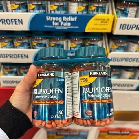 Viên Uống Giảm Đau Hạ Sốt Kirkland Ibuprofen 200mg - 500 Viên, Chống Viêm, Hạ Sốt, Giảm Đau Nhức Cơ Khớp USA