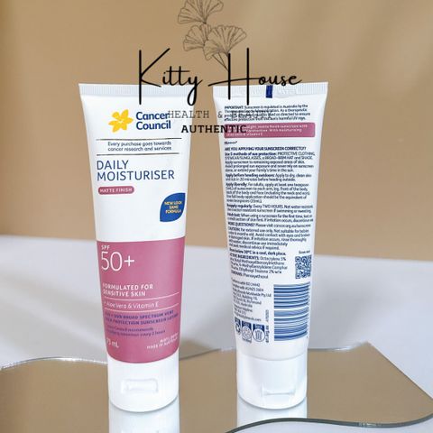 Kem Chống Nắng Dưỡng Ẩm và Chống Nước Cancer Council SPF 50+ Invisible Matte 75ml - Bảo Vệ Da Mặt Cảm Giá Dễ Chịu, Thích Hợp Cho Mọi Loại Da