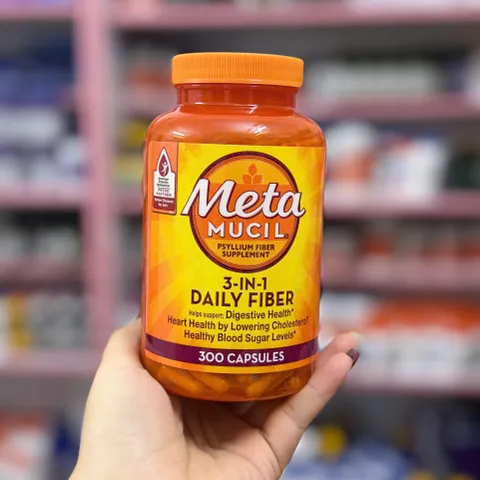 Metamucil Psyllium Fiber 3-in-1 - Viên Hỗ Trợ Tiêu Hóa, Tim Mạch & Đường Huyết – 300 Viên Mỹ, Chất Xơ Hòa Tan Tự Nhiên