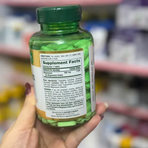 Magnesium Nature's Bounty 500mg - Viên Bổ Sung Magie Cao Cấp Hỗ Trợ Giấc Ngủ và Tim Mạch - 200 Viên Dễ Uống