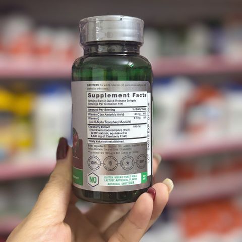 Horbäach Cranberry with Vitamin C 8400mg - Hỗ trợ sức khỏe đường tiết niệu và bàng quang - 200 viên softgel dễ uống
