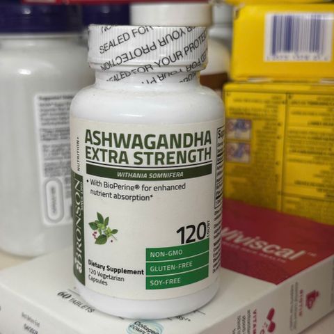 Viên uống Ashwagandha Extra Strength Bronson 120 viên - Hỗ trợ giảm căng thẳng, thư giãn và cải thiện giấc ngủ tự nhiên