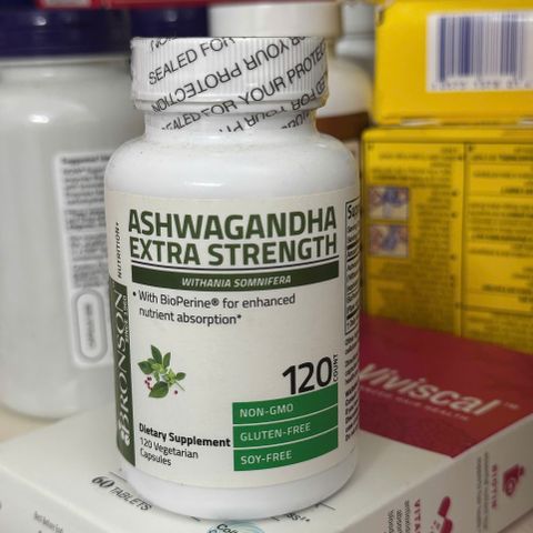 Viên uống Ashwagandha Extra Strength Bronson 120 viên - Hỗ trợ giảm căng thẳng, thư giãn và cải thiện giấc ngủ tự nhiên