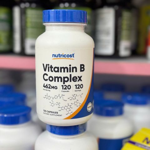 Vitamin B Complex Nutricost 462mg - Hỗ trợ năng lượng, thần kinh, giảm mệt mỏi - 120 viên nang dễ uống, bổ sung dinh dưỡng hàng ngày