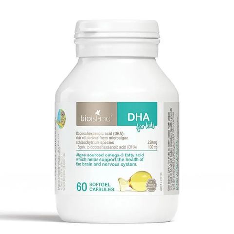 Viên nang DHA cho bé Bio Island 60 Cápsules - Vitamin cần thiết cho sự phát triển trí não, hàng chính hãng Úc