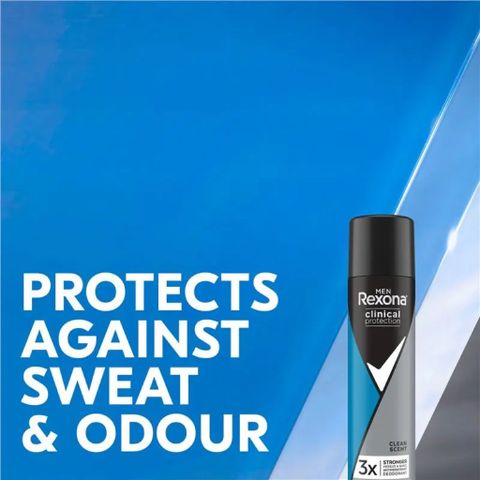 Xịt Khử Mùi Rexona for Men Clinical Protection 180ml - Sáng Khỏe, Hương Sạch, Hàng Úc Chất Lượng Cao