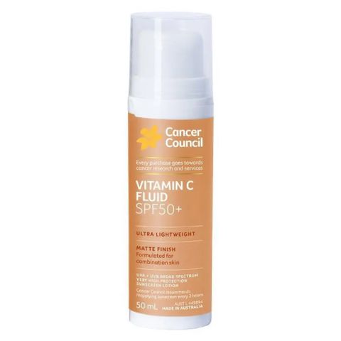 Kem Chống Nắng Cancer Council SPF50+ Vitamin C Fluid 50ml Hàng Úc Chính Hãng - Bảo Vệ Da Mặt Tối Ưu
