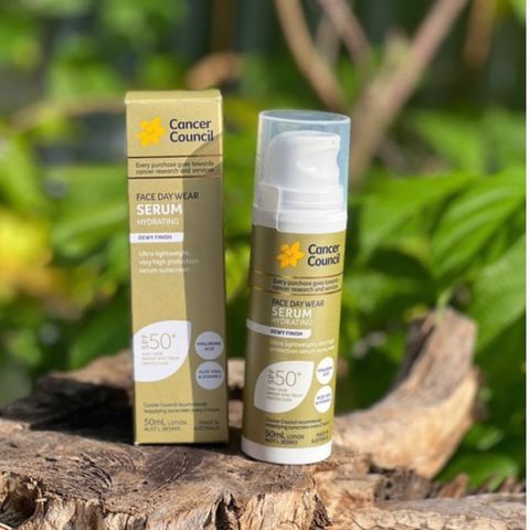 Serum Dưỡng Ẩm Chống Nắng Cancer Council Face Day Wear SPF50+ 50ml - Chống UVA/UVB, Dành Cho Mọi Loại Da, Phù Hợp Trang Điểm