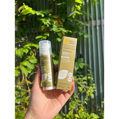 Serum Dưỡng Ẩm Chống Nắng Cancer Council Face Day Wear SPF50+ 50ml - Chống UVA/UVB, Dành Cho Mọi Loại Da, Phù Hợp Trang Điểm