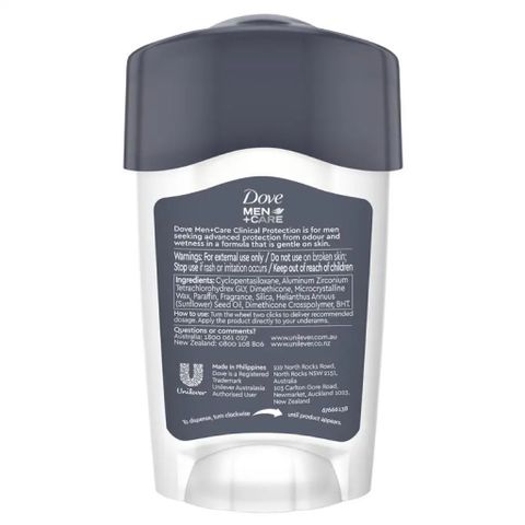 Lăn Khử Mùi Dove cho Nam Clinical Protection 45ml - Khử Mồ Hôi, Dưỡng Ẩm, Bảo Vệ Da, Sảng Khoái Cả Ngày