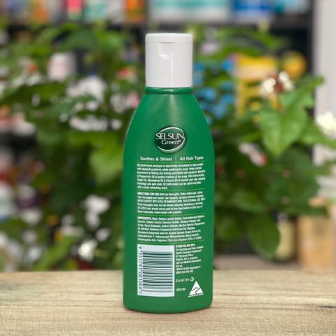 Dầu gội Selsun Úc 200ml xanh lá - Giải pháp kiểm soát gàu, giữ ẩm và nuôi dưỡng tóc, tinh dầu bạc hà & Vitamin B5