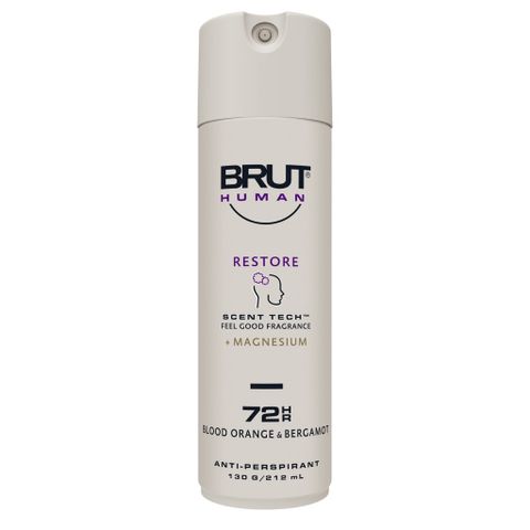 Xịt Khử Mùi Brut Human Restore - Hương Bưởi Đỏ & Bergamot với Magie, Khử Mùi Tối Đa 72h, An Toàn Cho Da