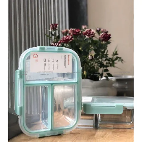 Hộp Thủy Tinh Chia 3 Ngăn LocknLock LLG458- 1040ml - Hàng chính Hãng
