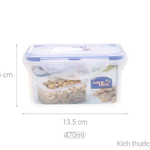 Hộp Bảo Quản Lock&Lock HPL807 470ml - Thiết Kế Chữ Nhật, An Toàn, Chịu Nhiệt, Dùng Trong Lò Vi Sóng, Tiết Kiệm Không Gian, Đồ Gia Dụng Nhà Bếp
