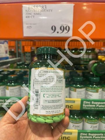 Viên Uống Bổ Sung Kẽm Nature's Bounty 50mg - 400 Viên Hỗ Trợ Miễn Dịch, Chống Oxy Hóa, Thân Thiện Với Người Ăn Chay