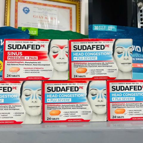 Viêm Xoang Sundafed PE - Thuốc Giảm Đau và Thông Mũi, Giảm Nghẹt Và Các Triệu Chứng Tắc Nghẽn Xoang mặt, Xoang Trán, Xoang Mũi