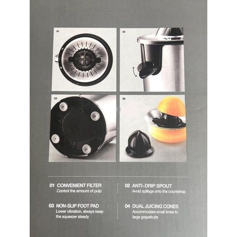 Máy Vắt Cam Lock&Lock Thép Không Gỉ 85W EJJ226BLK - Thiết Kế Sang Trọng, Dễ Sử Dụng, Bộ Lọc Inox Chống Cặn