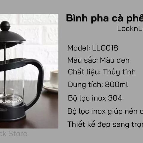 Bình Pha Trà Cafe French Press Lock&Lock 800ml LLG018 - Chất Liệu Nhựa/Thủy Tinh Cao Cấp, Dụng Cụ Pha Trà Chuyên Nghiệp