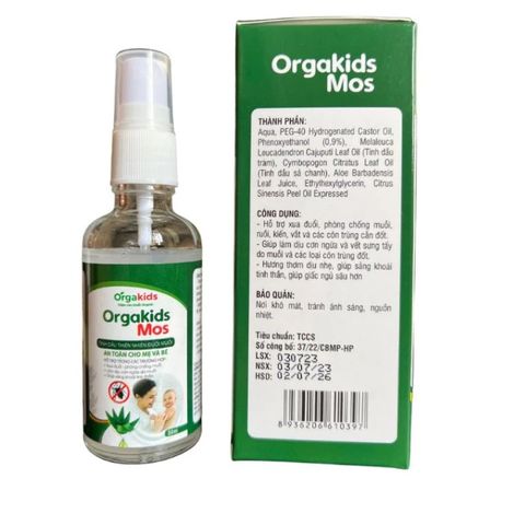 Tinh Dầu Thiên Nhiên Xịt Đuổi Muỗi ORGAKIDS MOS 50ml - An Toàn Cho Mẹ & Bé, Giúp Xua Đuổi Côn Trùng Hiệu Quả