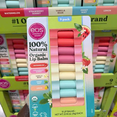Son Dưỡng EOS Stick Lip Balm Hữu Cơ Mỹ - Set Đặc Biệt 6 Vị Vani, Dâu, Dừa, Xoài, Mâm Xôi, Dừa - Hiệu Quả Dưỡng Ẩm Cho Môi