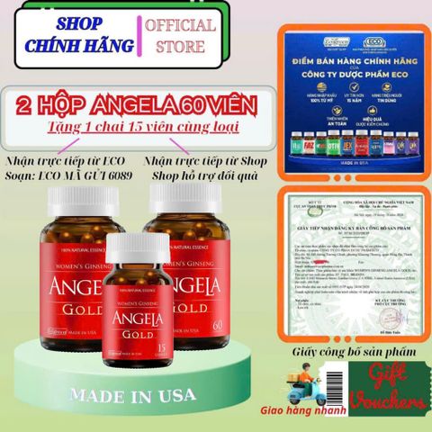Combo 2 hộp 60 viên Angela gold cân bằng nội tiết tố nữ tặng 1 hộp 15 viên không chứa mầm đậu nành