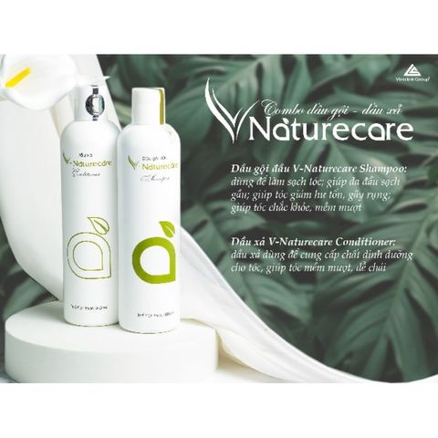 Combo Dầu Gội Dầu Xả V-Natucare 300ml - Chiết Xuất 100% Thiên Nhiên, Tăng Cường Sức Khỏe Tóc, Mềm Mượt và Óng Ả Như Huyền Bí