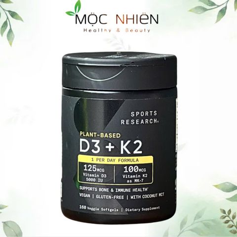 Viên Uống Bổ Sung Vitamin D3 + K2 Sports Research - Hỗ Trợ Xương Khớp Cho Người Lớn Tuổi, 160 Viên Mỹ