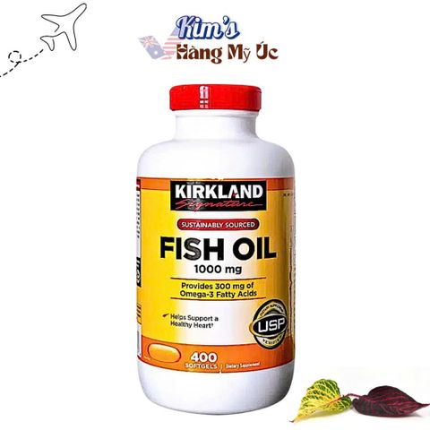 Dầu Cá Kirkland 1000mg 400 Viên - Hỗ Trợ Tim Mạch, Mắt & Não Bộ - Omega-3 Tự Nhiên, Giảm Viêm, Cải Thiện Sức Khỏe