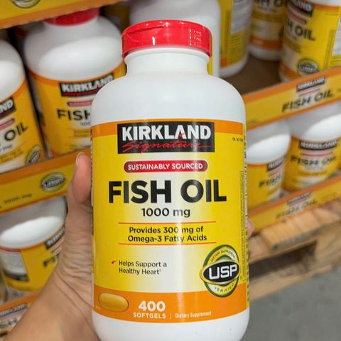 Dầu Cá Kirkland 1000mg 400 Viên - Hỗ Trợ Tim Mạch, Não Bộ và Thị Giác - Omega-3 Từ Mỹ