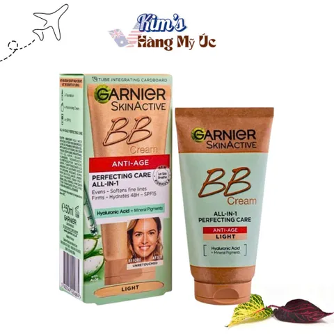 Kem BB Cream Garnier SkinActive Anti-Age 50ml - Trang Điểm, Dưỡng Da, Chống Nắng SPF15, Làm Đều Màu Da, Che Khuyết Điểm