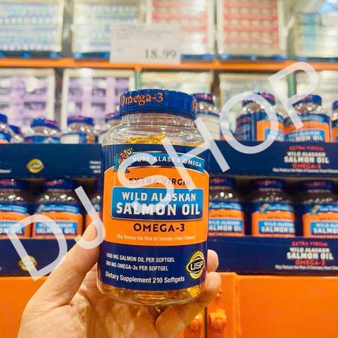 Viên Uống Dầu Cá Hồi Pure Alaska Omega-3 Wild Alaskan Salmon Oil 210v - Bổ Sung Omega-3 Cho Sức Khỏe Tim Mạch và Não Bộ