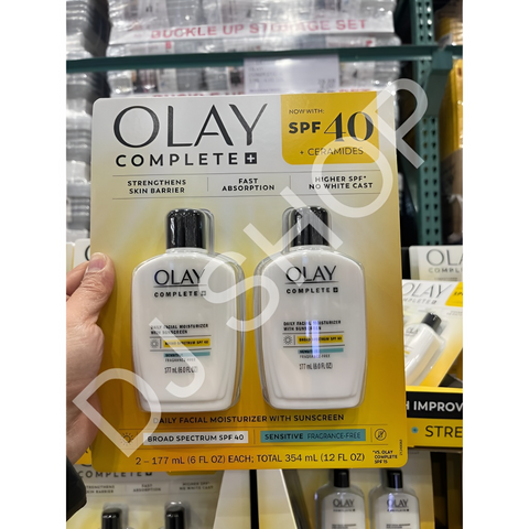 Set Kem Dưỡng Ẫm Chống Nắng Olay Complete+ với SPF 40+ Ceramides 177ml x2 - Dưỡng Da và Bảo Vệ tối ưu từ Ánh Nắng, Mỹ