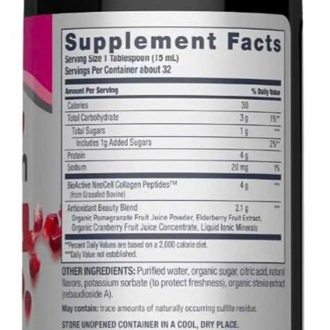 Nước Uống Collagen Lựu Neocell Liquid 473ml - Bổ Sung Collagen Chống Lão Hóa, Dưỡng Da Săn Chắc Từ Thiên Nhiên