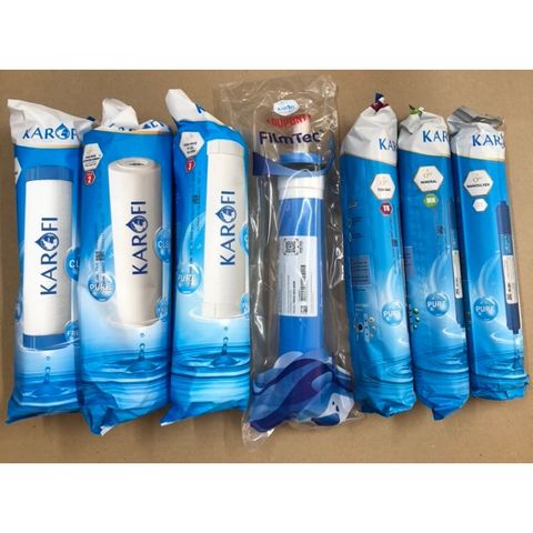 Bộ 7 Lõi Lọc Nước KAROFI Chính Hãng - Lõi Thô 123, RO, GAC-T33, Khoáng Đá, NANO Silver - Giải Pháp Nước Uống An Toàn, Sạch Khuẩn