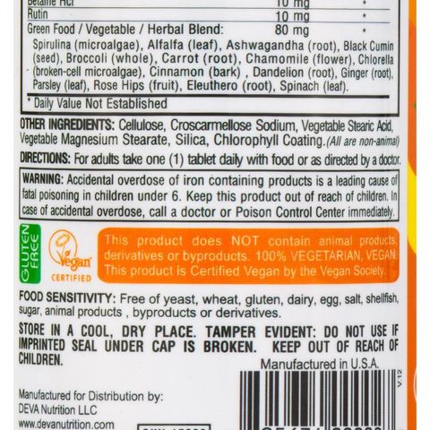 Vitamin Tổng Hợp Deva Vegan - Bổ Sung Vitamin & Khoáng Chất Tăng Cường Sức Đề Kháng, 90 Viên Uống, Dành Cho Người Ăn Chay