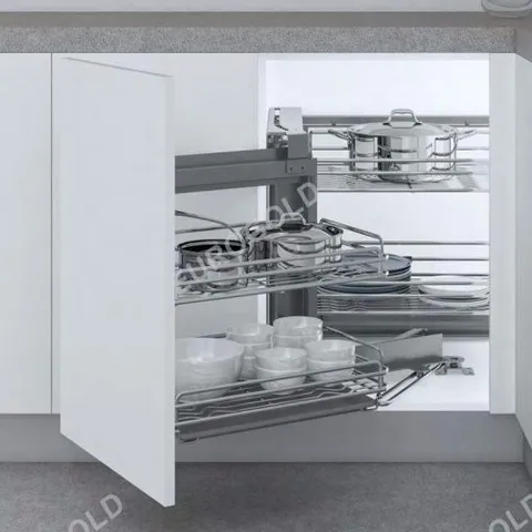 Giá góc tủ bếp inox 304 nan Oval ELO101L (trái) - Phụ kiện Eurogold chất lượng cao, kích thước 860-960mm, tối ưu không gian bếp