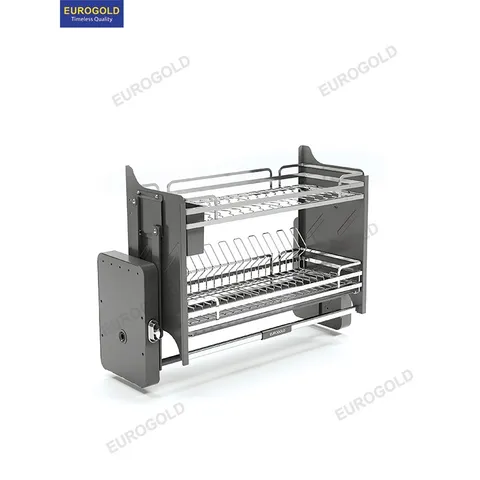 Giá Bát Di Động EUROGOLD - Giá Bát Nâng Hạ Inox 304 Chống Gỉ, Thiết Kế Hiện Đại, Khay Để Đũa, Tiện Lợi, Sang Trọng